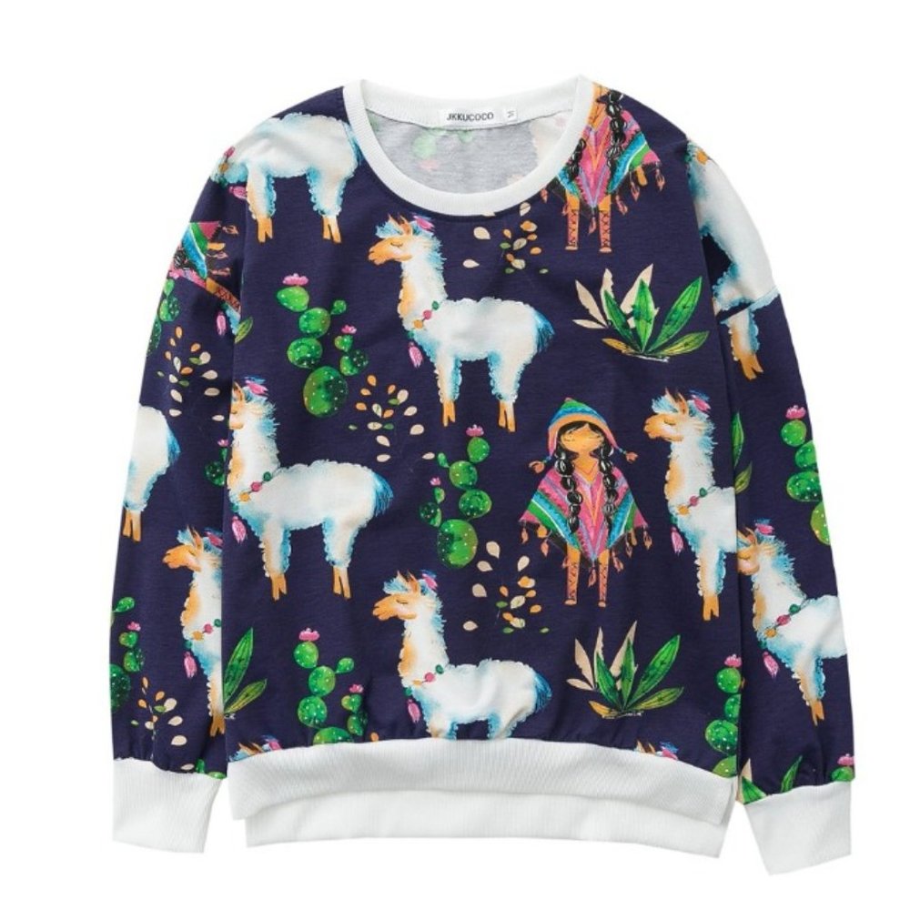 GIRLS ~ LLAMA PRINT COWGIRL SWEATSHIRT TOP